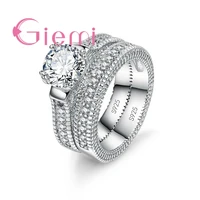 2pc fashion elegant 925 sterling silver ring for lover exquisite wedding couple jewelry aaa cubic zirconia fast shipping