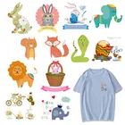3D мультфильм животных набор патчей теплообмена в полоску для одежды сделай сам, Детская футболка, с помощью утюга кролик нашивки с совой для одежды