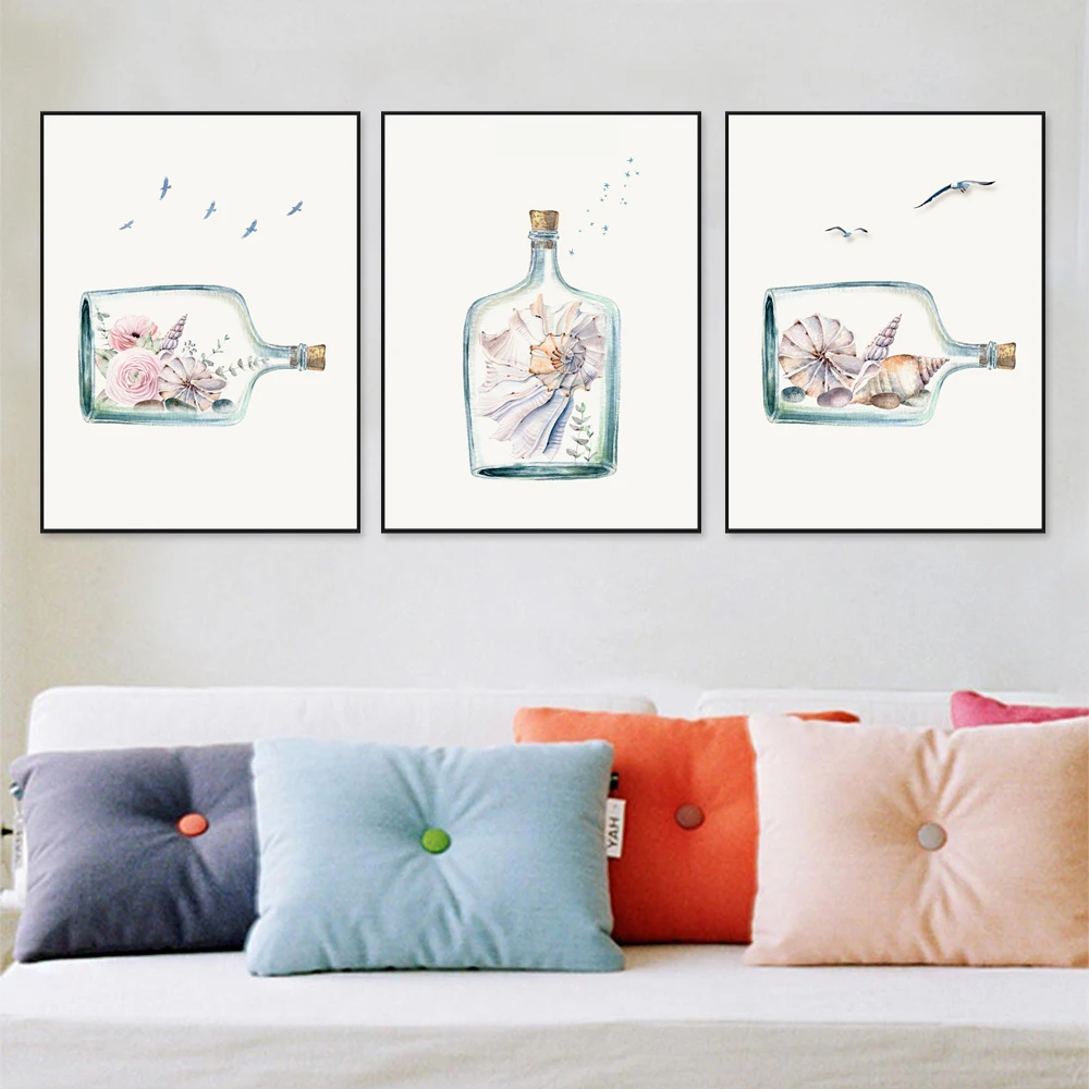 Современная Акварельная бутылка для дрифтинга Картина на холсте художественный