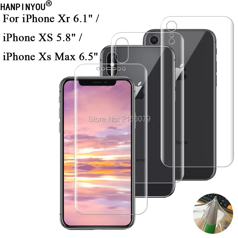 Для Apple iPhone Xs Max Xr мягкая задняя крышка из ТПУ Защитная прозрачная пленка + чистые