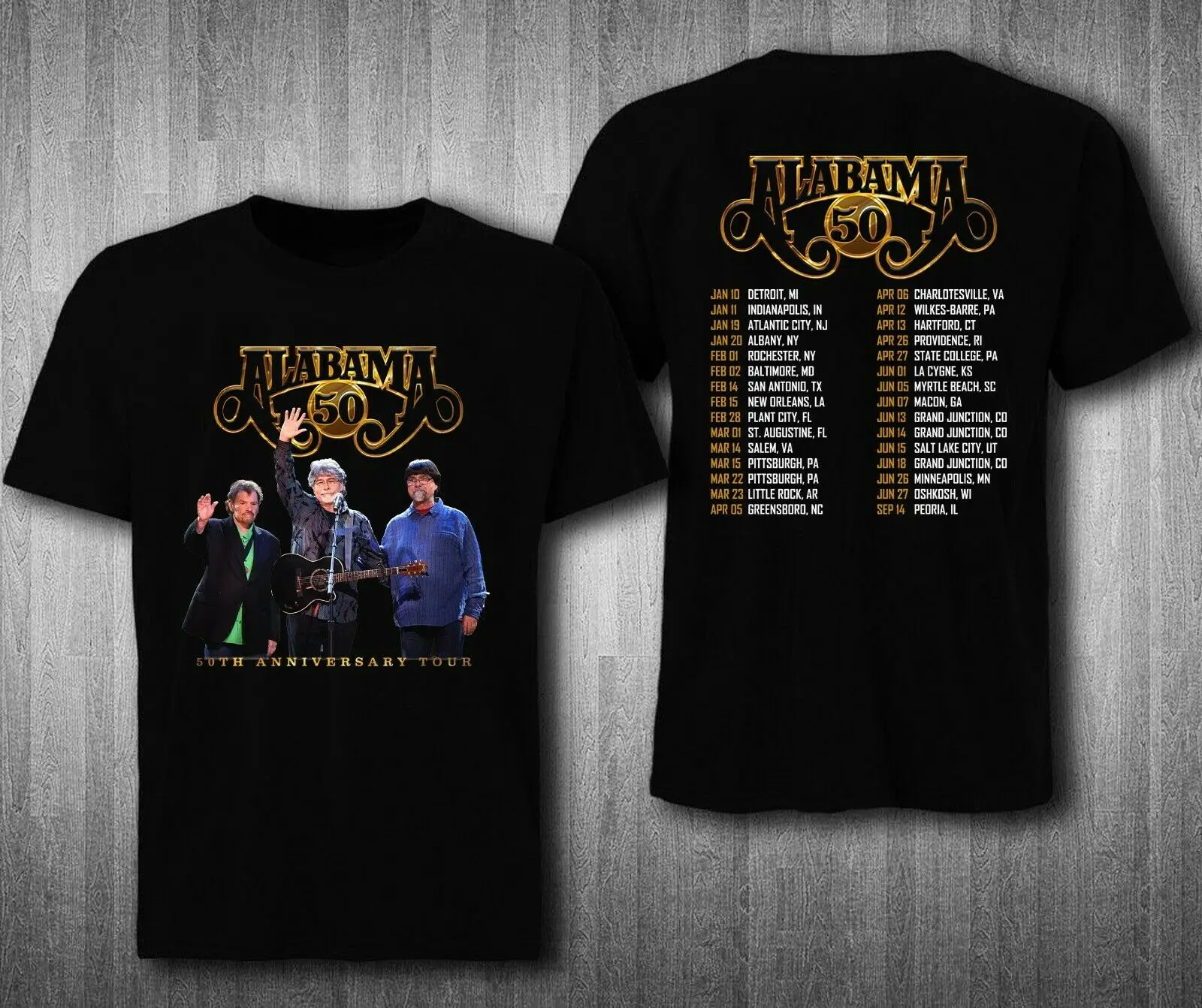 Футболка с изображением группы Alabama 50th Anniversary Tour 2019|Мужские футболки| |