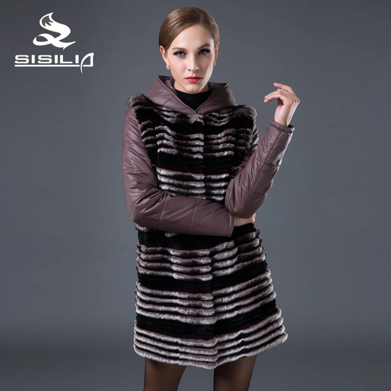Sisilia 2016 Новинка 100% реальные кролика рекс Мех животных Пальто для будущих мам с