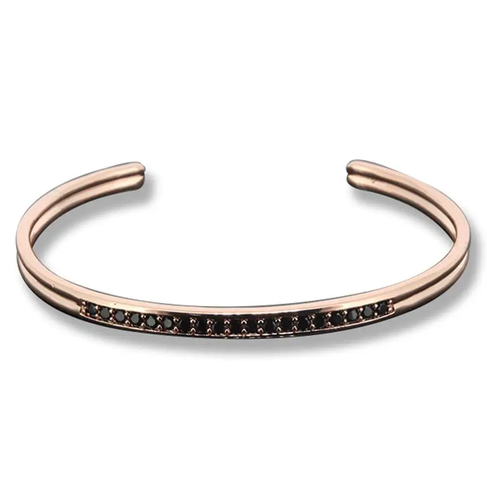 Rose Gold Anil Arjanda, браслет с черным пистолетным покрытием, открытые манжеты, браслеты для мужчин и женщин, модные ювелирные изделия, юбилейные подарочные Браслеты Mujer Bijoux - Окраска металла: Rose Gold