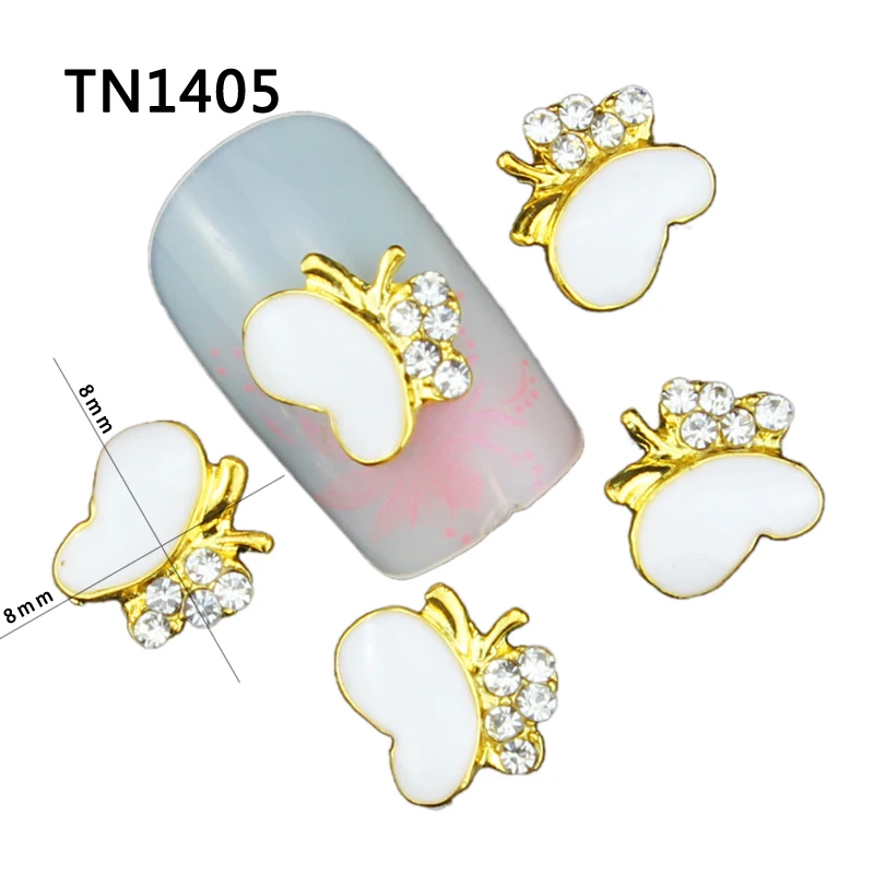 3D сплав ногтей Блеск Маникюр белый черный розовый Бабочка дизайнерские