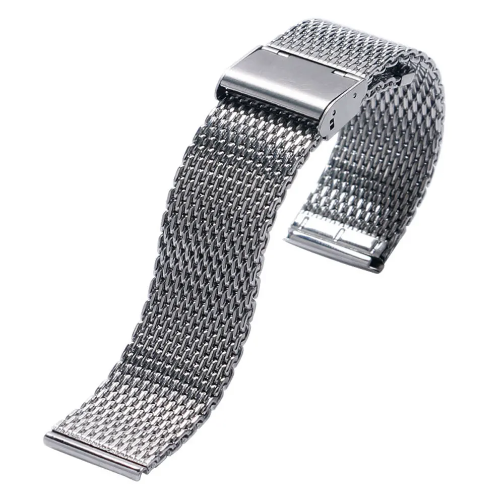 

20mm Mesh Stainless Steel Watch Strap Band With 2 Spring Bars For Men Business Smart Watches Replacement GD010620