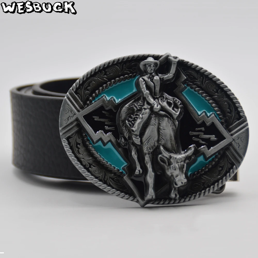 Мужские повседневные кожаные ремни WesBuck ковбойские с металлической пряжкой
