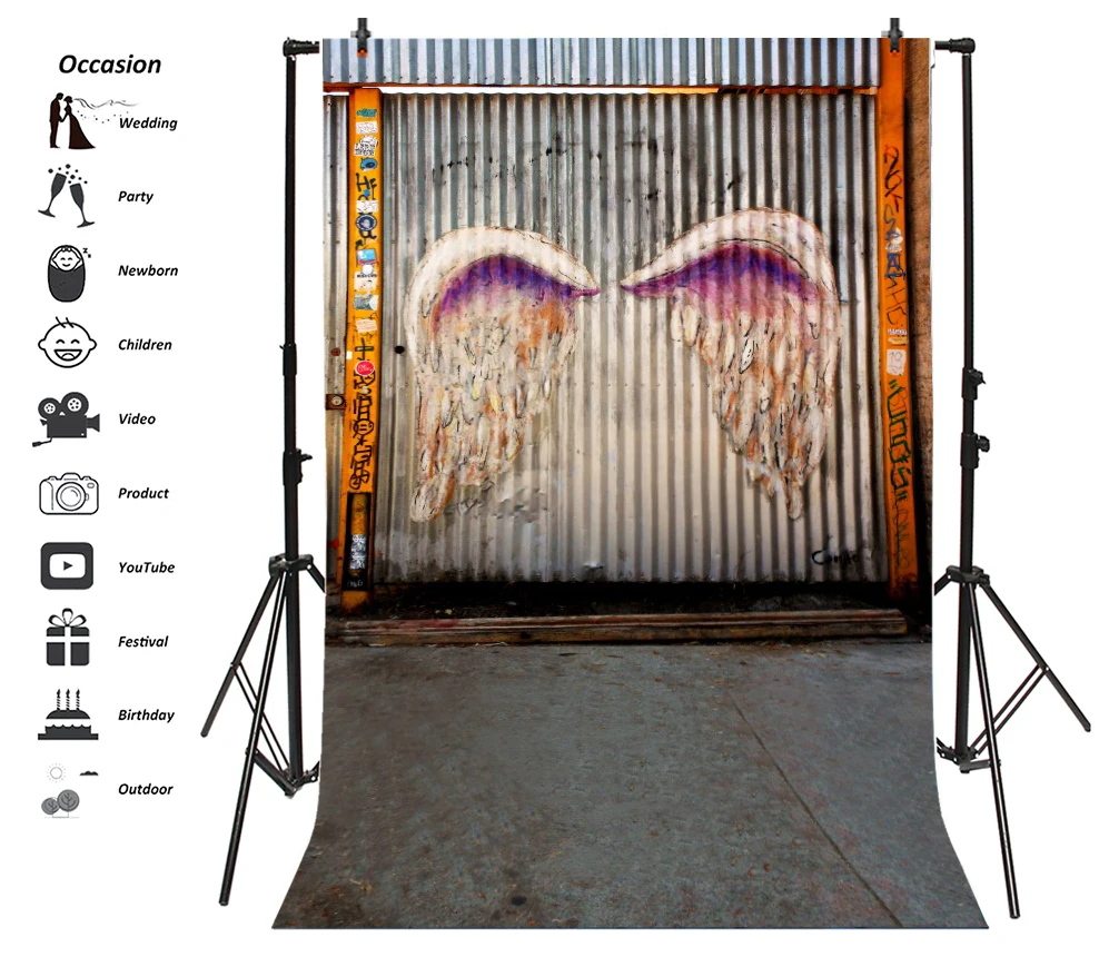 Laeacco Photography Backdrops Unique Angel Wing Pattern Wall Child Portrait Photographic Backgrounds Photocall Photo Studio | Электроника