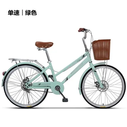 singlespeed green Феникс 24-26 дюймов женский велосипед шоссейные велосипеды Ретро велосипед Дамский велосипед Bicicleta алюминиевый двойной дисковый тормоз Bisiklet Bicicleta Girl - Цвет: singlespeed green