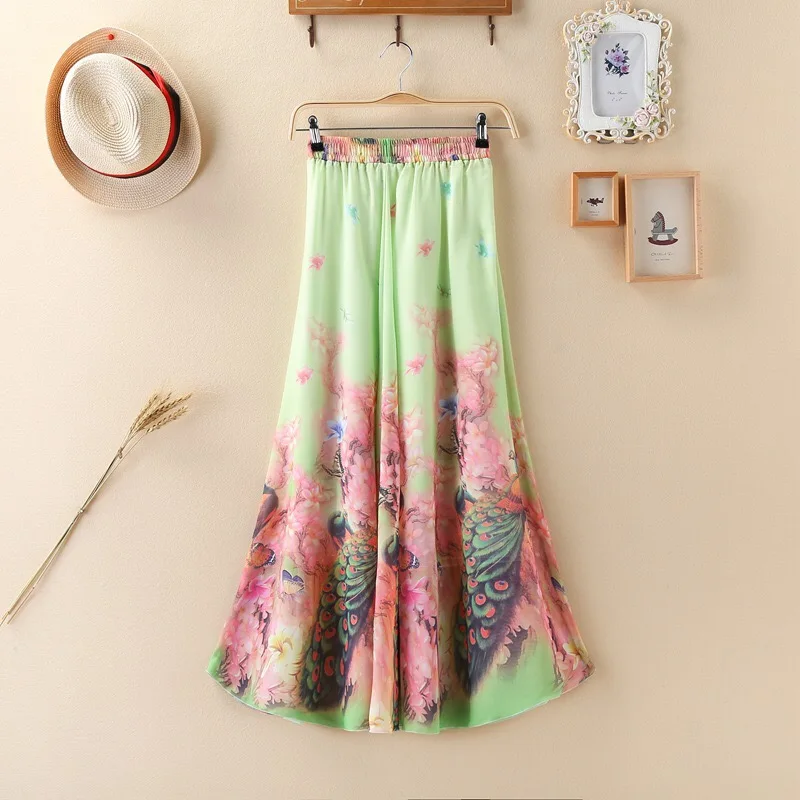 Женская шифоновая юбка в стиле бохо винтажная длинная макси с цветочным принтом