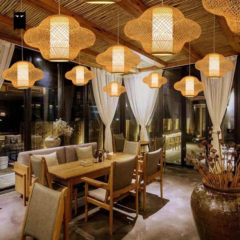 Бамбуковая плетеная Подвесная лампа из ротанга для детей милый светильник в