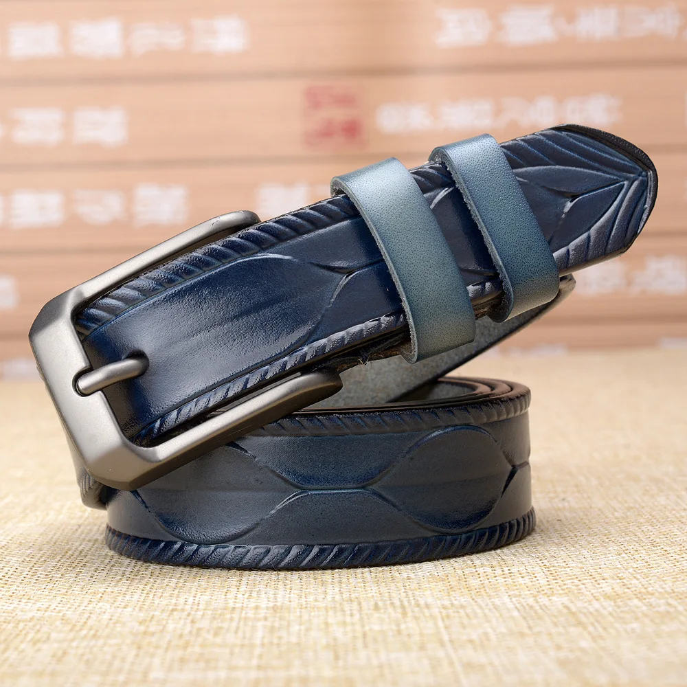 Dark blue ZAYG роскошный модный Повседневный женский ремень из коровьей кожи с пряжкой для джинсового платья из натуральной коровьей кожи женские ремни для женщин Ceinture - Цвет: Dark blue