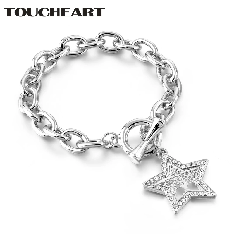 

TOUCHEART Star Pattern Tree Of Life Cuff Bracelets Bangles Charms For Women Silver Jewelry Stainless Steel Bracelets SBR180155