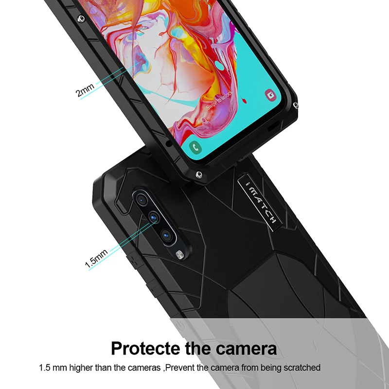 Для samsung Galaxy A70 чехол для телефона жесткий алюминиевый металлический Закаленное стекло Защитная крышка для экрана сверхпрочный защитный силиконовый чехол