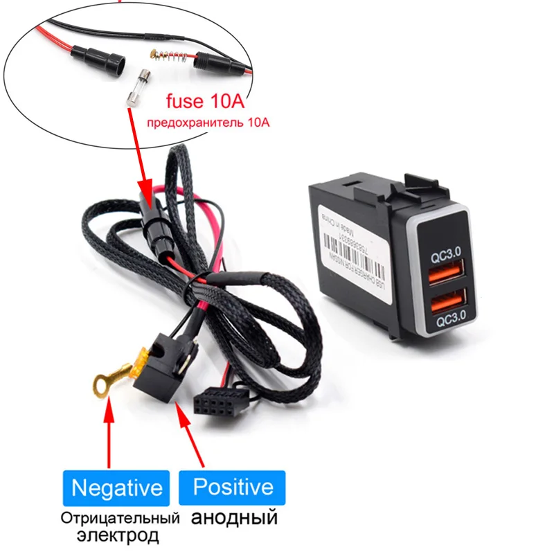 XCGaoon специальный QC3.0 Быстрая зарядка 2 разъем USB Автомобильное зарядное