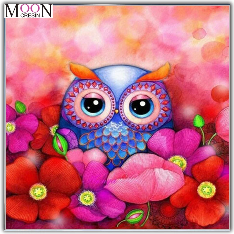 MOONCRESIN 3D Diy алмазная живопись вышивка крестиком Совы в реальности Полный Круглый