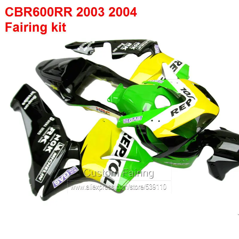 

Fairing Body KIT For HONDA CBR600RR 03 04 2004 04 ( Yellow & Green ) Free Shipping Fairing Kit HX35