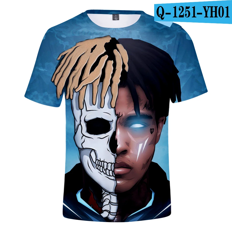 XXXTentacion 3D Футболка Мужская/Женская Хип-хоп XXXTentacion футболка Летняя футболка с короткими рукавами с круглым вырезом уличная одежда размера плюс - Цвет: Q1251