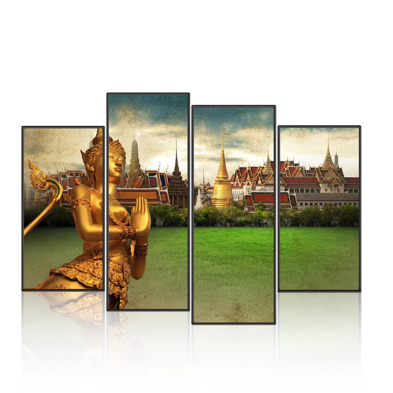 Модульная настенная живопись Будда 4 шт. холст печать плакат в рамке картина