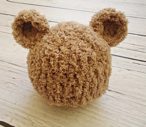 Вязаная шапка с плюшевым мишкой для новорожденных Детский плюшевый медвежонок