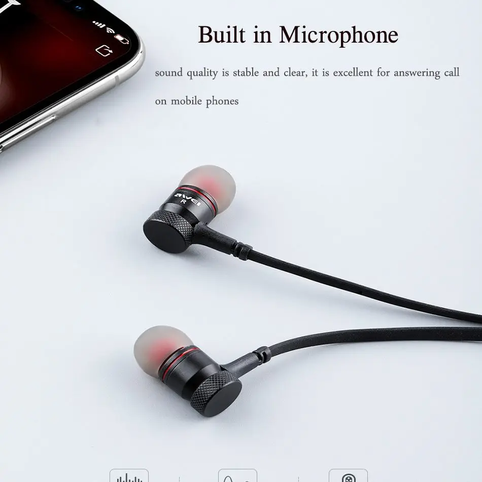 AWEI G10BL стерео bluetooth наушники спортивные Hands Free 3D стерео наушники с микрофоном шумоподавление беспроводные наушники для IPhone