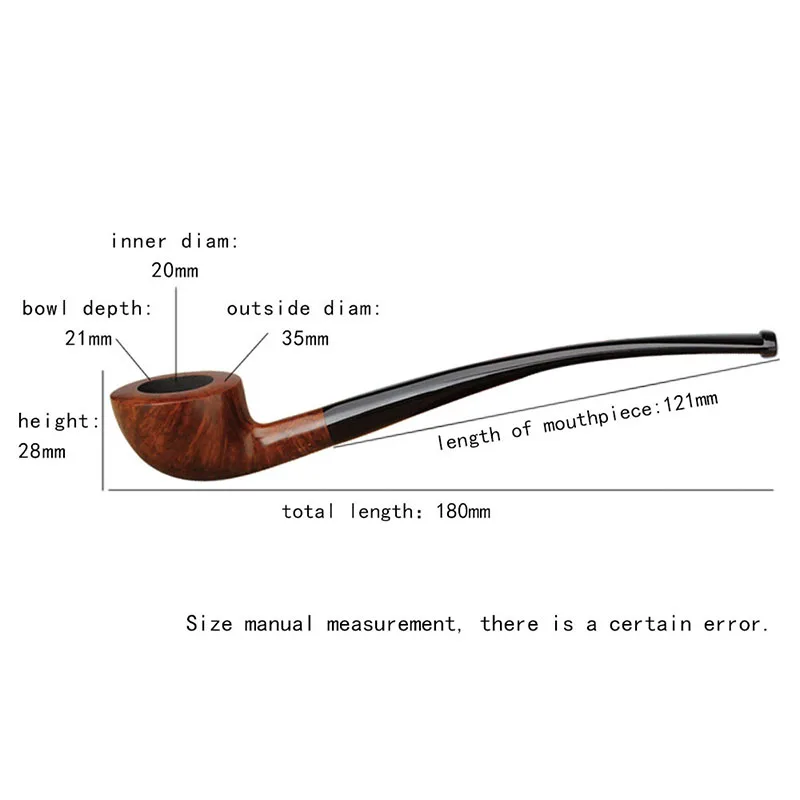 

Long Handle Briar Wooden Smoking Pipe Set 3mm Filter Bent Tobacco Pipes for Reading Pipe Factory aa0237S
