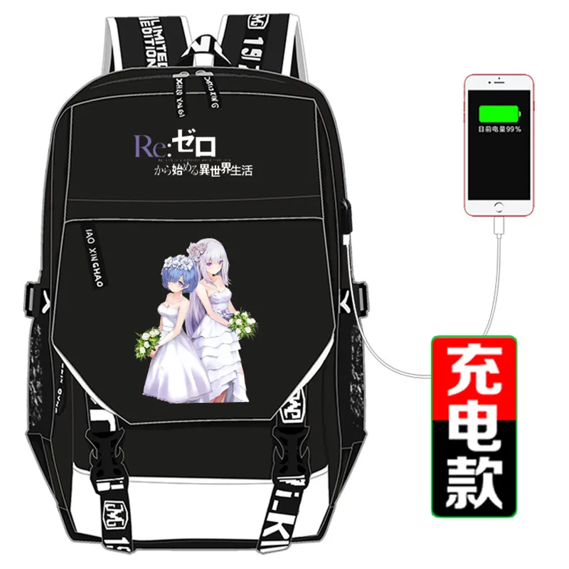 Re:Life in a different world from zero Printing Backpack Kawaii Women Canvas School Bags Mochila Feminina Bags|Мужские рюкзаки| |