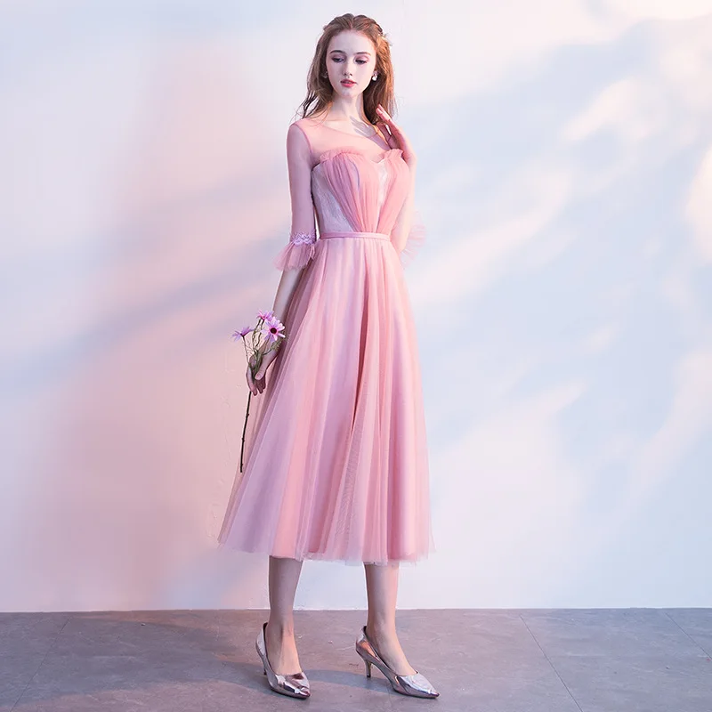 2019 Лидер продаж розовые платья подружки невесты тюлевые васильковые без рукавов