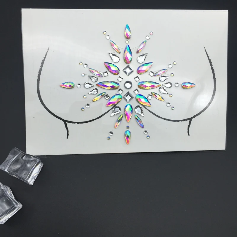 Pulaqi Кристалл грудь лицо 3D наклейки Bling DIY вечерние самоклеящиеся стразы для глаз грудь ювелирные аксессуары художественные наклейки F