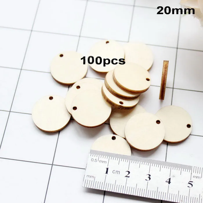 20mm-100pcs 20 мм/25 мм/30 мм/38 мм натуральные простые деревянные диски Подвески Свадебные вечерние украшения для Wood-CT1202 - Окраска металла: 20mm-100pcs