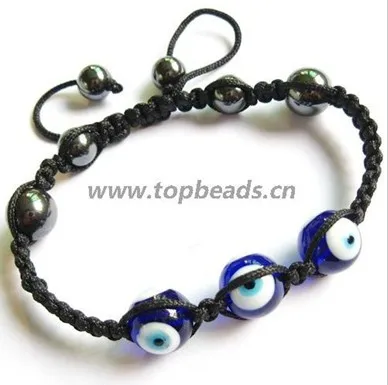 Evil Eye Lampwork Glass Bead Bracelet 12mm | Украшения и аксессуары