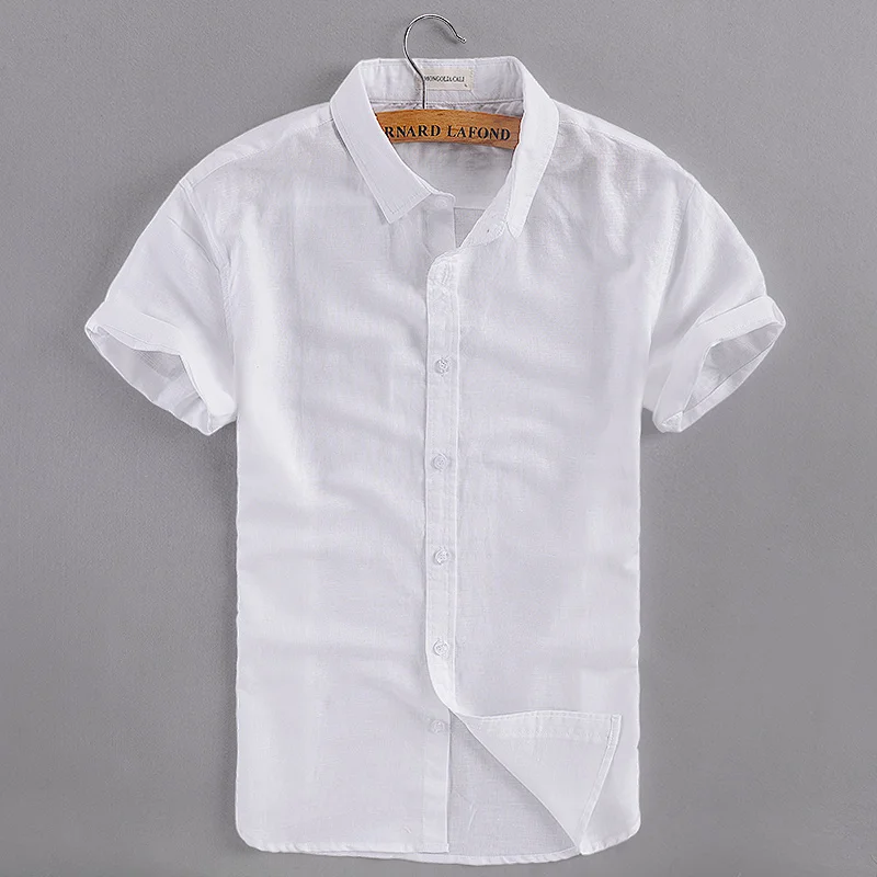 Мужская хлопковая рубашка с коротким рукавом белая Повседневная деловая размеры