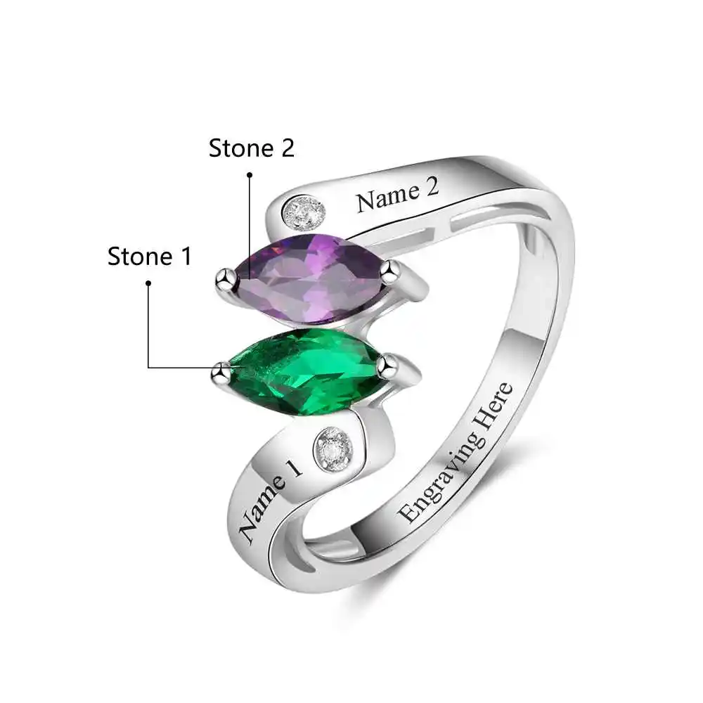 

Personalized Mothers Ring 925 Sterling Silver DIY Oval Shape Making Name Rings Fine Jewelry Mother's Day Gift(Lam Hub Fong)