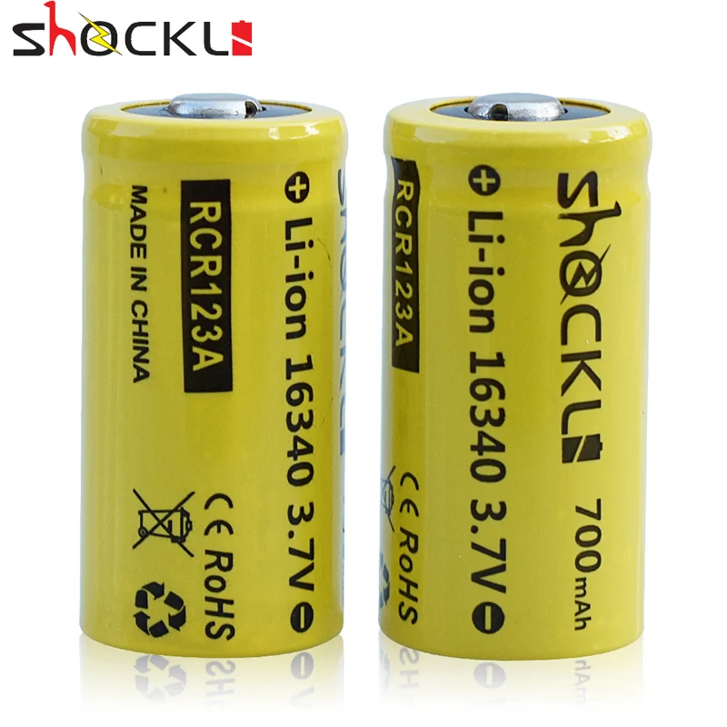 Аккумулятор Shockli RCR123 16340 2 шт./Лот 700 мАч 3 7 в перезаряжаемая литий ионная батарея
