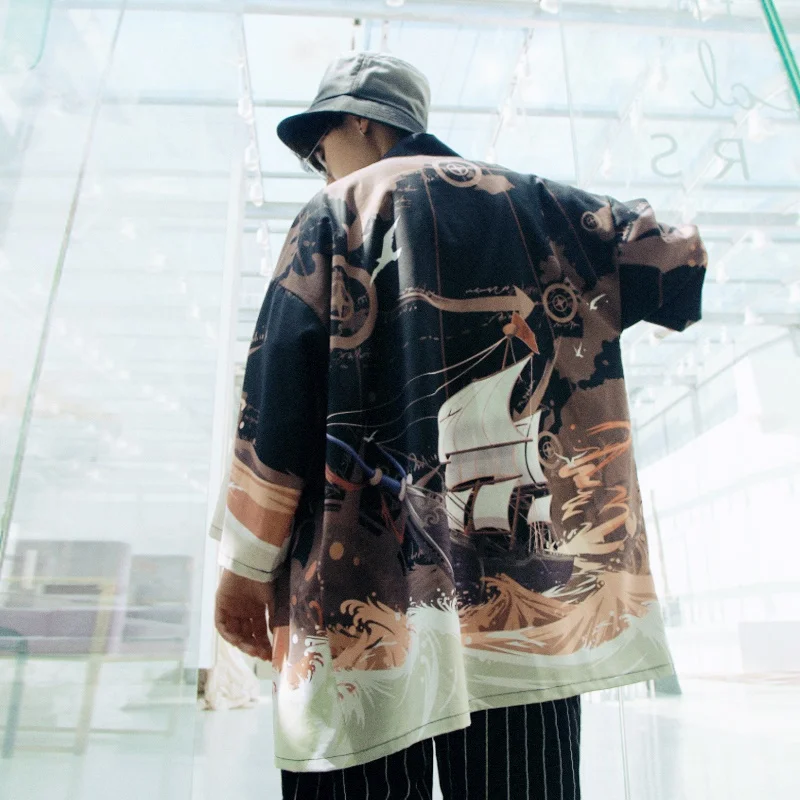 

2019 Kimono Cardigan Men Haori Kimono For Karate Samurai Clothes Japanese Traditional Kimonos Male Yukata Kimono Japones FF2104