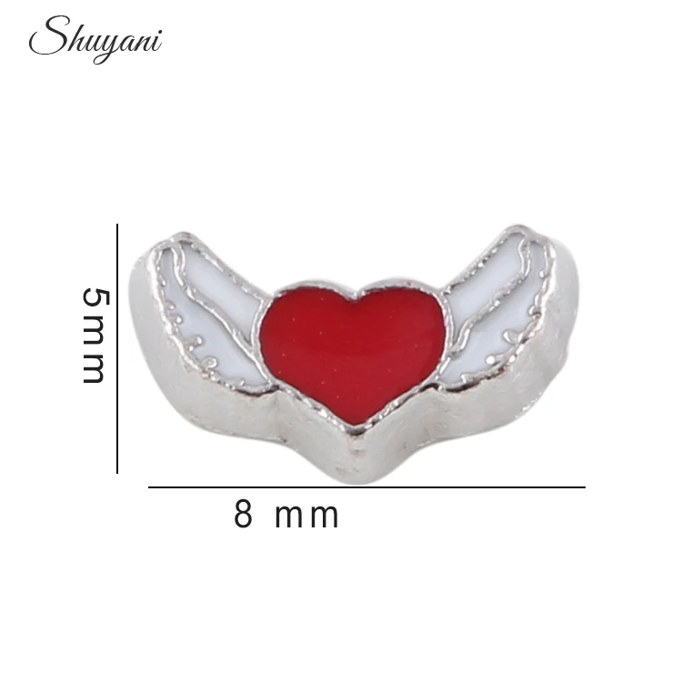 Очаровательные кулоны F163 из сплава в виде сердца, крыла, подходят для живых кулонов, ожерелья, женские подарки, изготовление ювелирных изделий
