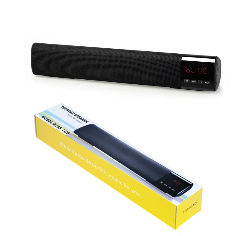 Black with retailbox TOPROAD стерео Bluetooth динамик сабвуфер Саундбар беспроводной приемник TF карта fm-радио USB супер бас Altavoz динамик s с микрофоном - Цвет: Black with retailbox