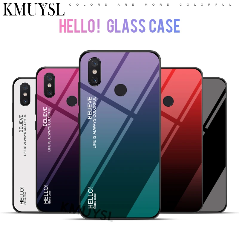 Чехол из закаленного стекла с градиентом для Xiaomi mi 8 SE A2 Lite A1 mi x 2S 6X 5X Max 2 3 Red mi Note 6 Pro 5A Prime 5 Plus 6A 4 4X