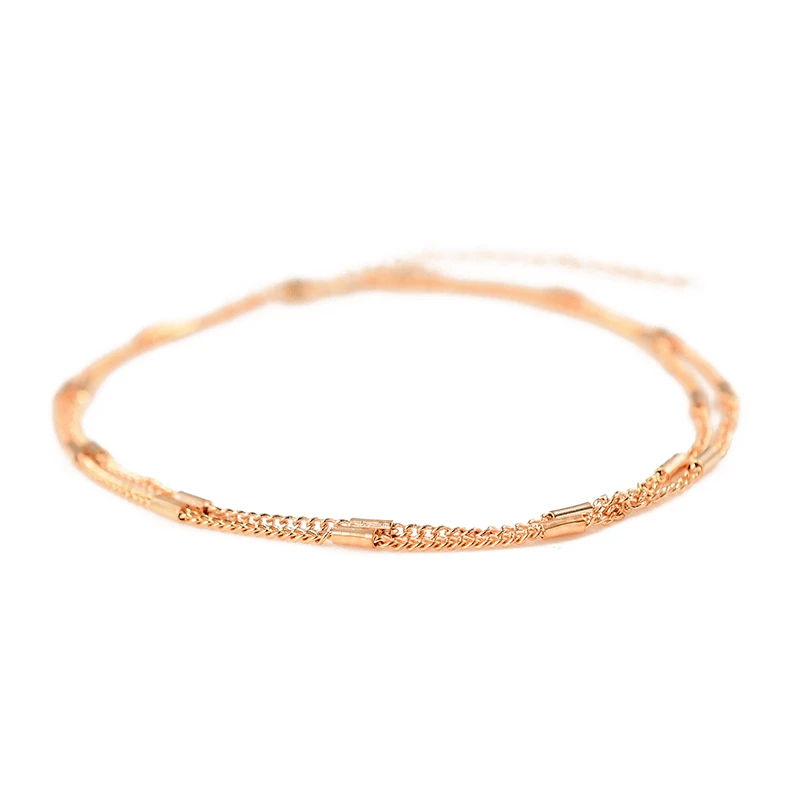 

Minimalist Double Layer Beaded Anklets Foot Chain Gold Silver Adjustable Anklet Bracelet for Women Bohemian Jewelry