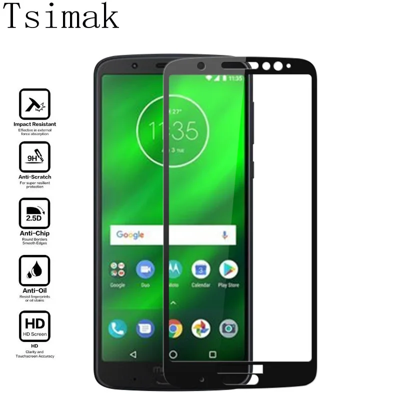 Tsimak полное покрытие из закаленного стекла для Moto G7 Plus G6 Play E5 Z3 G5s Защитная пленка для экрана для Motorola G7 power