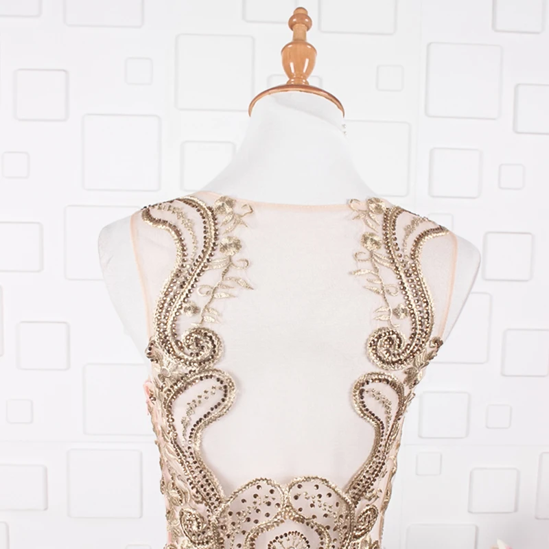 JANCEMBER vestidos elegantes с аппликацией кристаллами рюшами без рукавов круглым вырезом