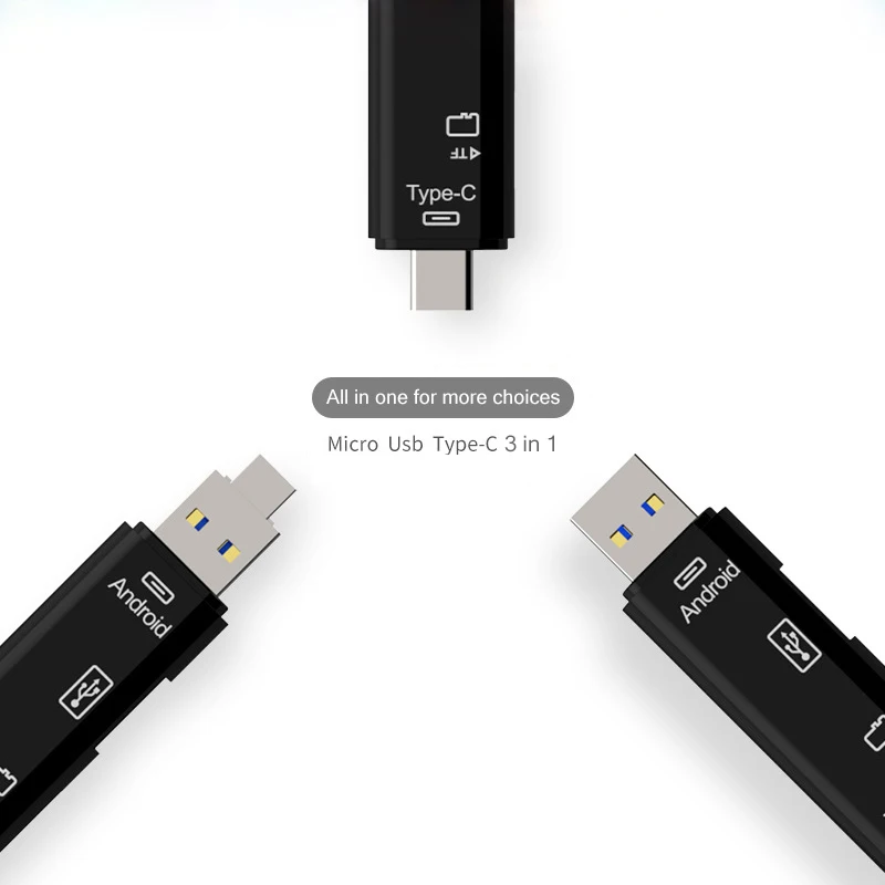 Картридер 5 в 1 Type C Micro USB устройство для чтения карт 2 0 OTG TF SD Xiaomi 6 GALAXY S8 Macbook