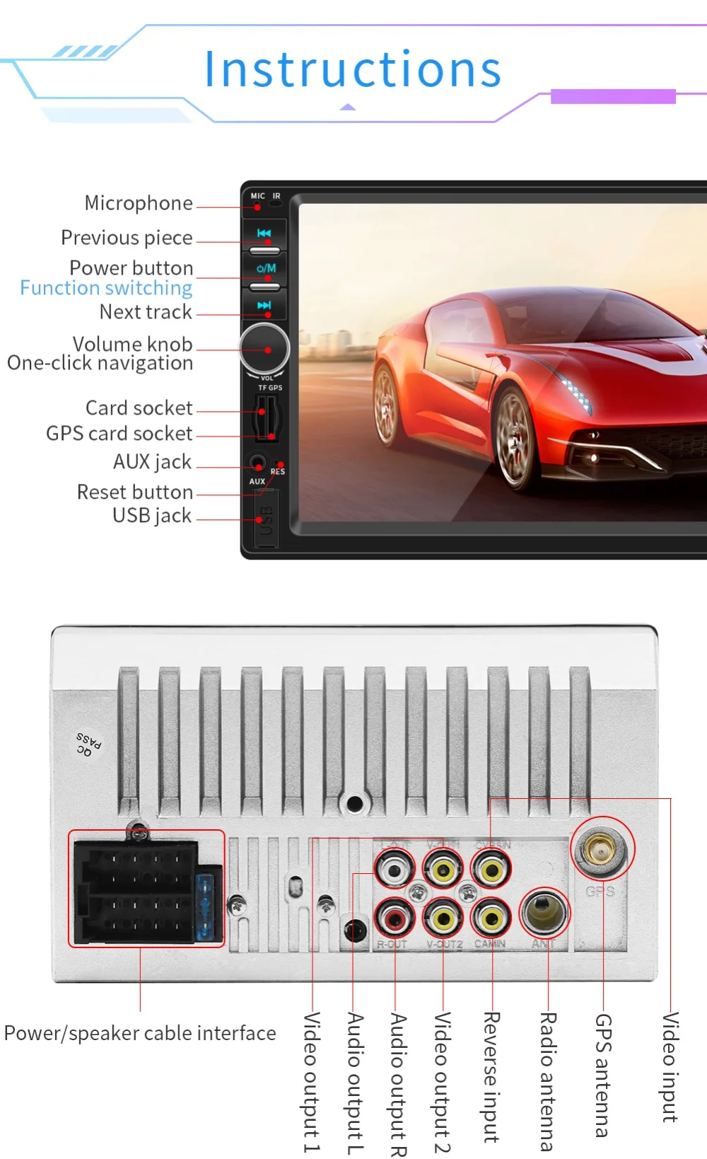 Автомобильный Радио Мультимедийный MP5 плеер Bluetooth " HD gps сенсорный экран AUX Авторадио Vedio USB Камера просмотра 2 Din аудио стерео приемник