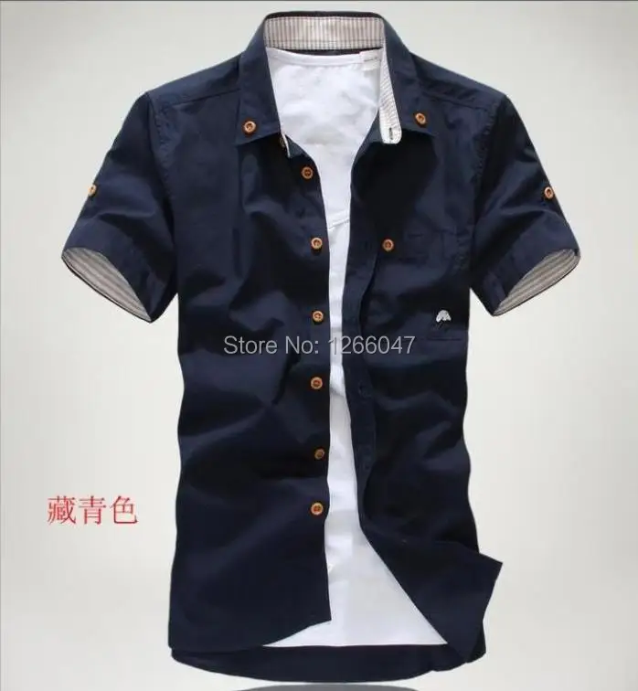 Новый мужская мода с коротким рукавом марка качество тонкий рубашки | Мужская
