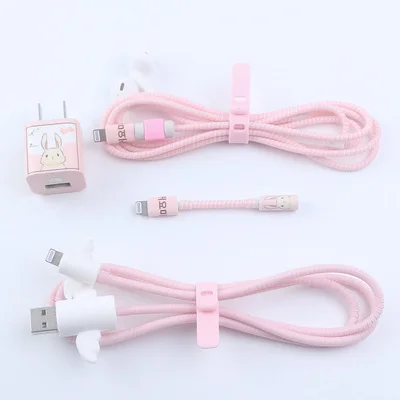 style 14 Мороженое милый мультфильм USB кабель наушники протектор набор с кабелем Стикеры для намотки Спиральный шнур протектор для iphone - Цвет: style 14