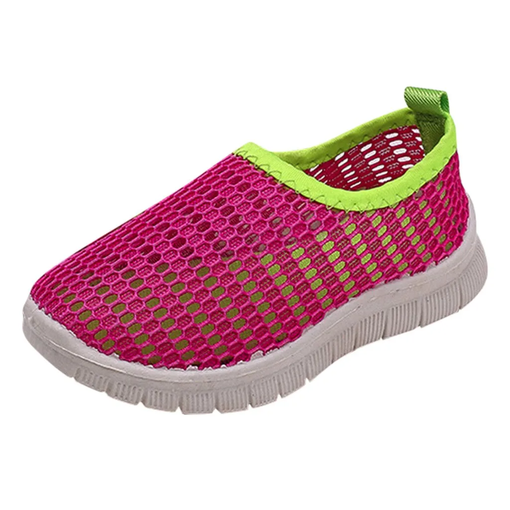 Hot Pink LONSANT/детская обувь для мальчиков и девочек; Повседневная обувь для всех сезонов; детская обувь для маленьких девочек и мальчиков; Мягкие сетчатые однотонные кроссовки для бега; обувь для больших детей; - Цвет: Hot Pink