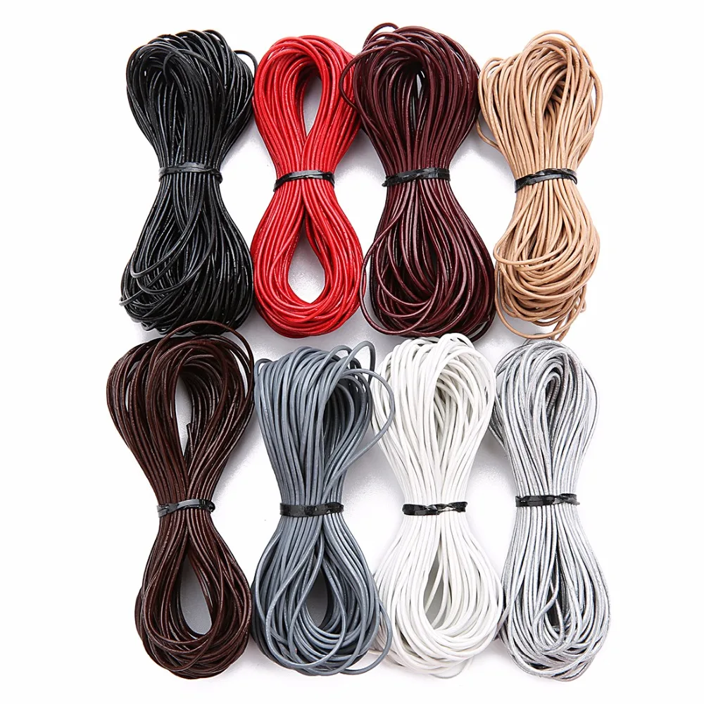 Шнур из 100% натуральной кожи для ювелирных изделий 10 м/лот 2 мм|round leather cord|jewelry cordround