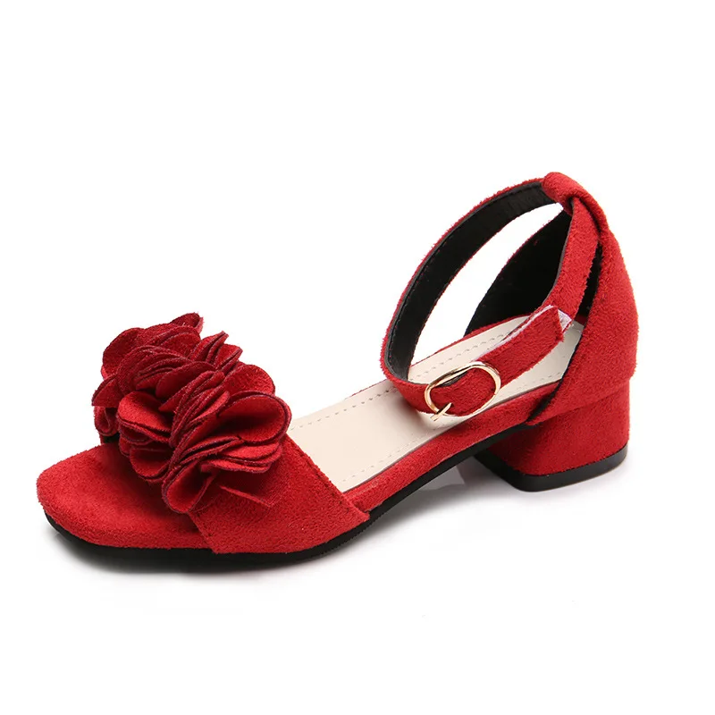 

2019 Summer Flower Girls Sandals Little High Heel Princess Student School Shoes Children Sandals Kids Baby Girls Roman Shoes