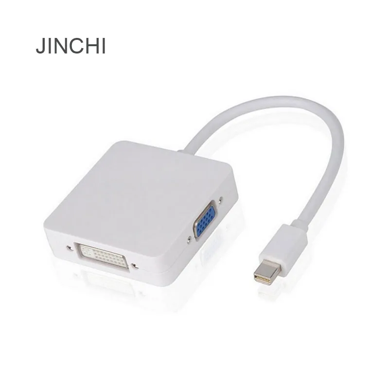 Кабель адаптер JINCHI 3 в 1 Thunderbolt Mini DP Displayport к HDMI DVI VGA для MacBook Pro|displayport to hdmi|dp