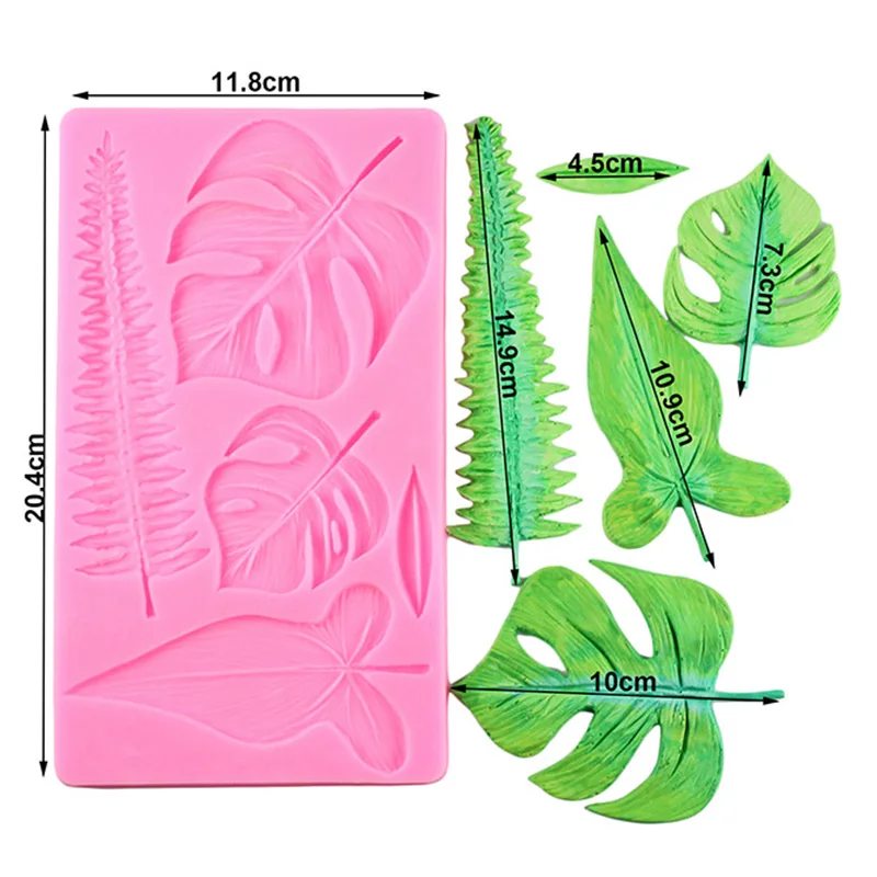 Силиконовая форма в виде листьев черепахи папоротник для торта мастики сделай