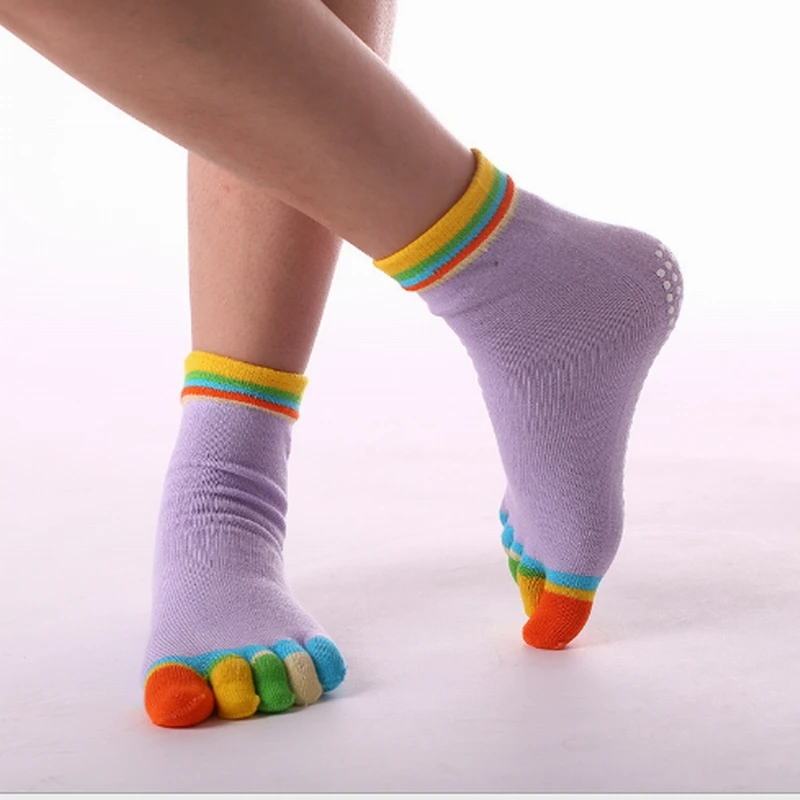 Женские спортивные носки для йоги с пятью пальцами Нескользящие дышащие